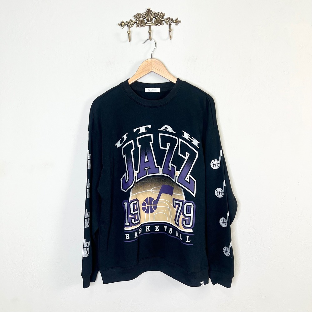Utah Jazz Basketball 47 Brand Sweatshirt Womens Size Medium Jet Black New NBA